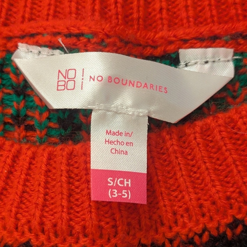 No Boundaries Santa's Bestie Ugly Christmas Sweater Red Green Juniors Small 3-5 - Picture 3 of 3